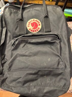 Fjallraven Kanken Black Backpack with Red Logo